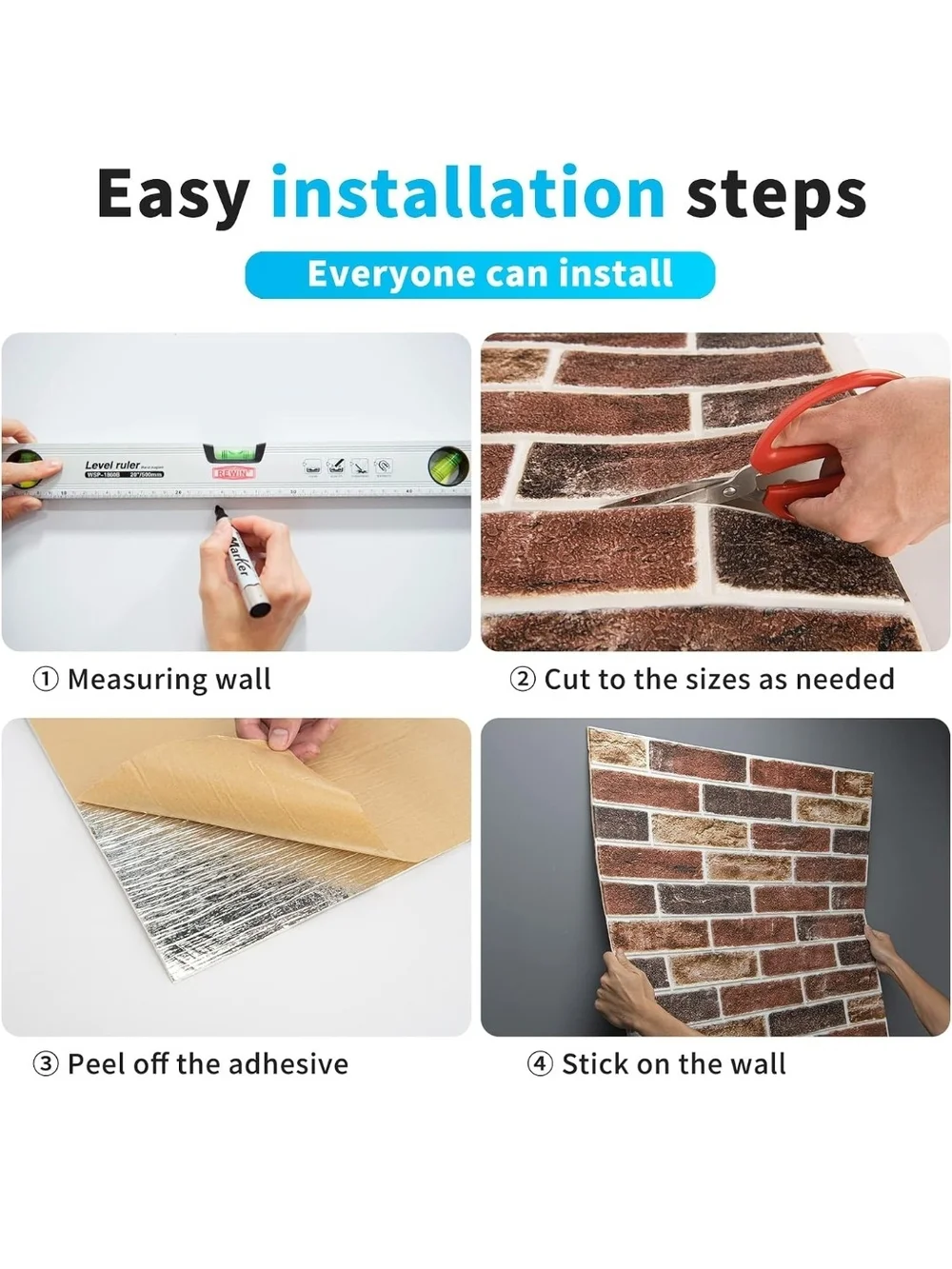 Brick Accent Peel-and-Stick Wallpaper Panel in Red and Tan